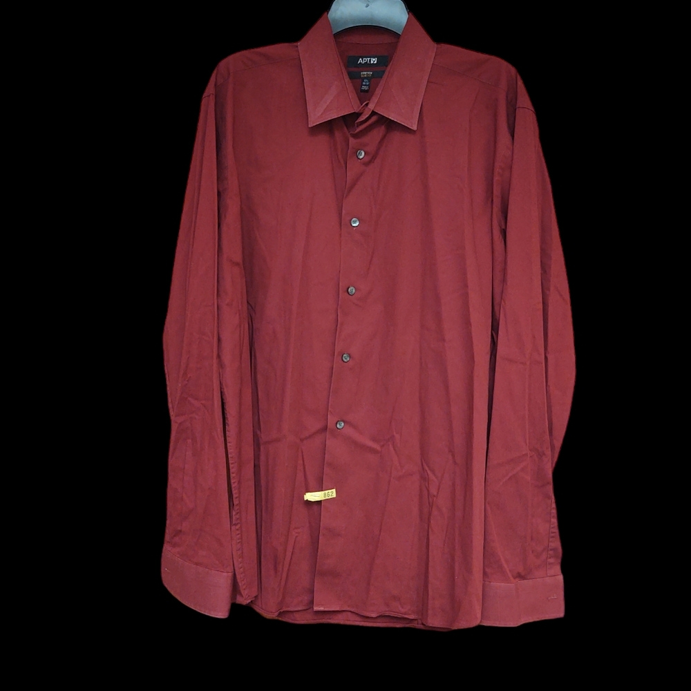 EUC Apt. 9 Mens Maroon Dress Shirt Size 17.5/36/37
